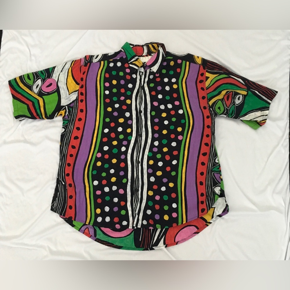 Tribes - From the Land of the Brave - multicolored abstract button-up shirt